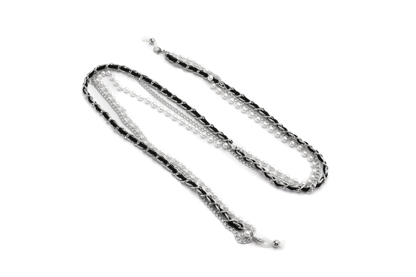 Pearl & Silver Leather Chain