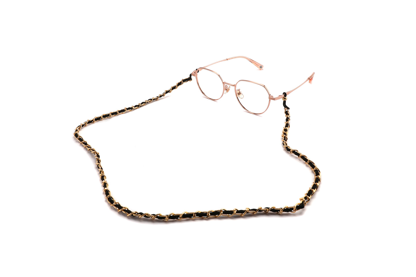Black & Gold Link Leather Chain